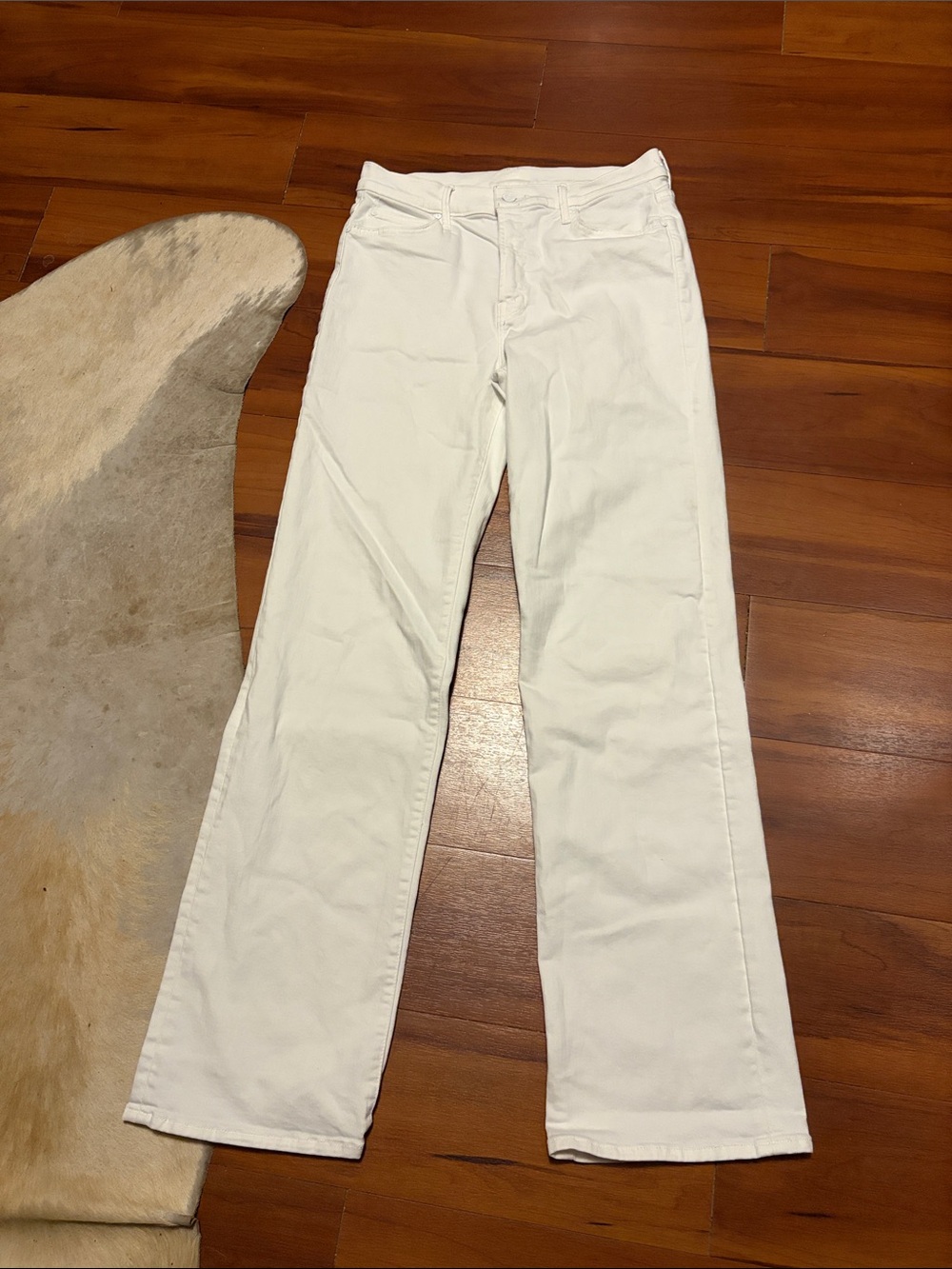 MOTHER The Kick It White Womenās Straight-Leg Jeans Sz 29